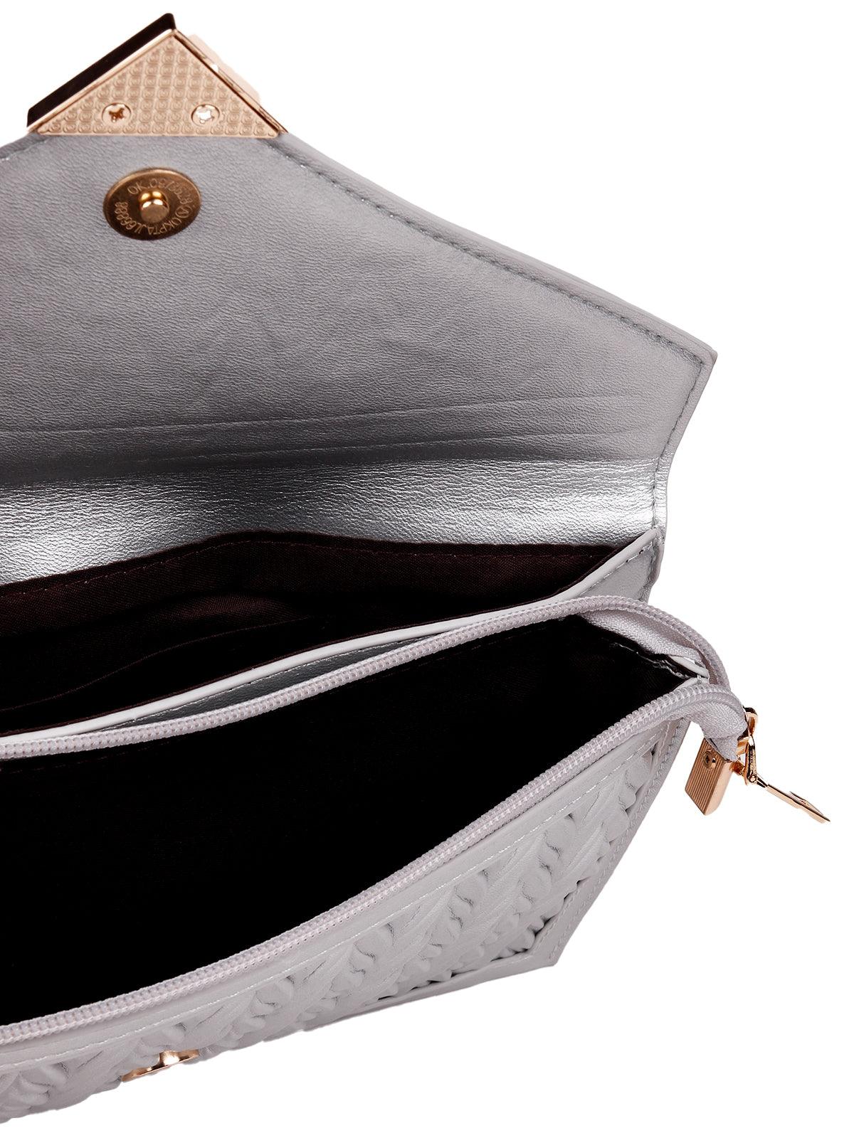 Odette Women Silver Metal Sling Bag - Image 6