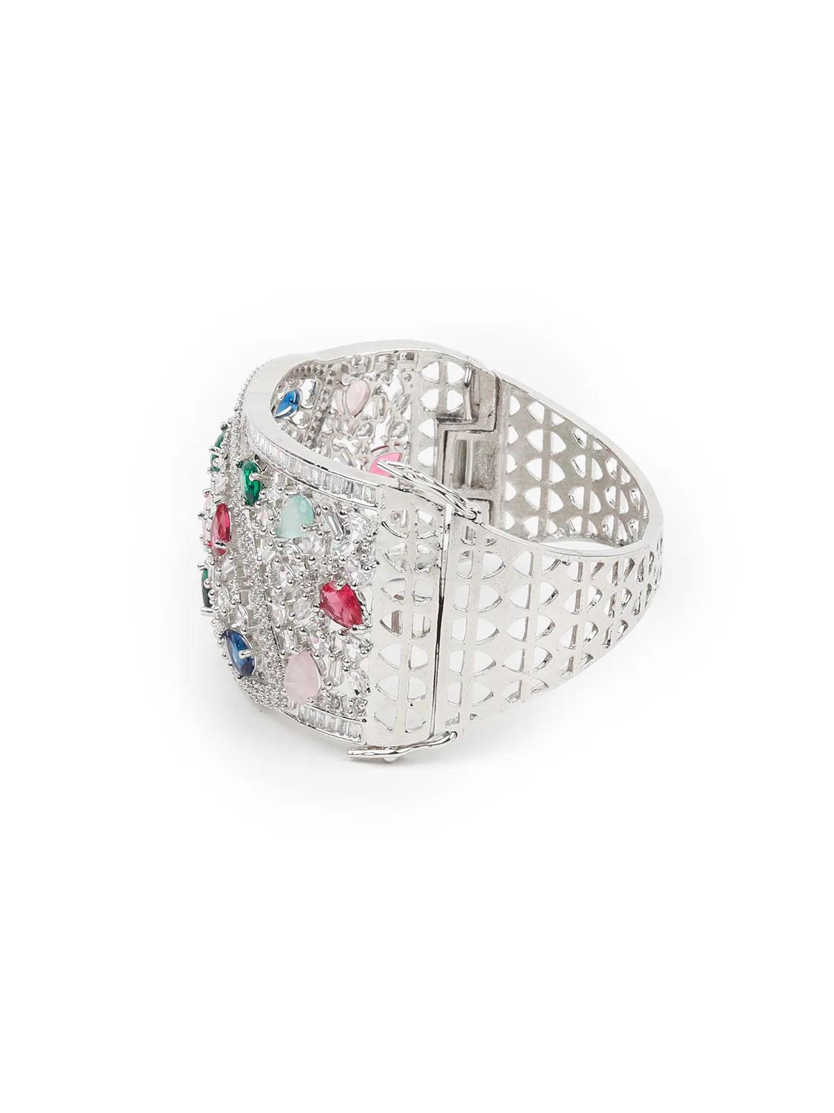 Odette Women Silver And Multicolored Imitation Cuff Bracelet - Image 4