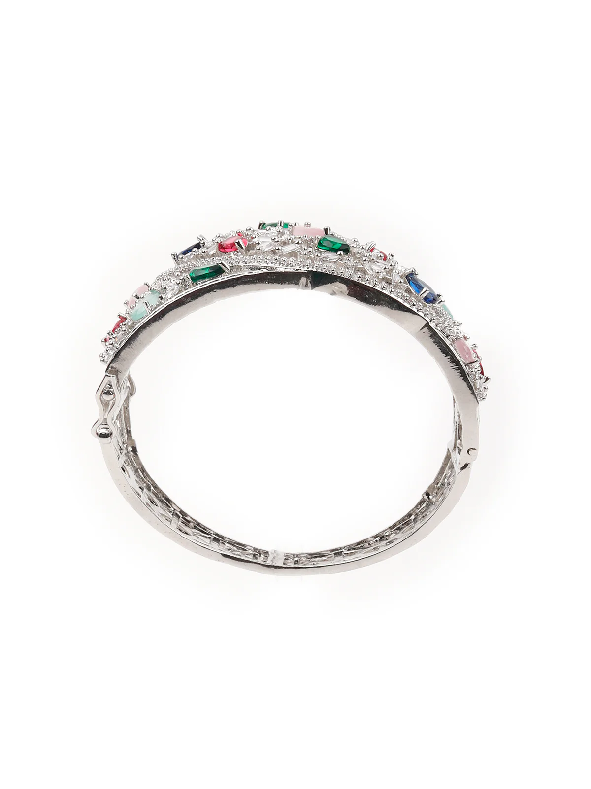 Odette Women Silver And Multicolored Imitation Cuff Bracelet - Image 5