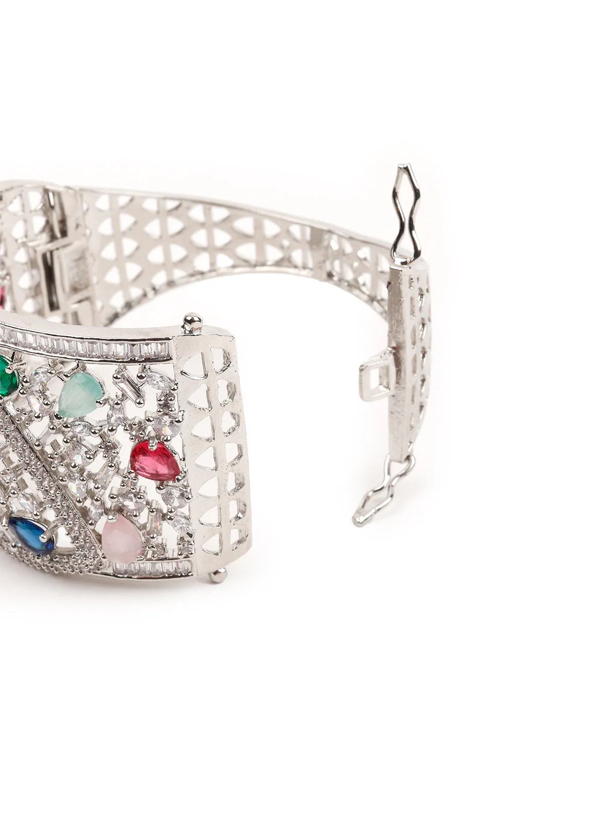 Odette Women Silver And Multicolored Imitation Cuff Bracelet - Image 7