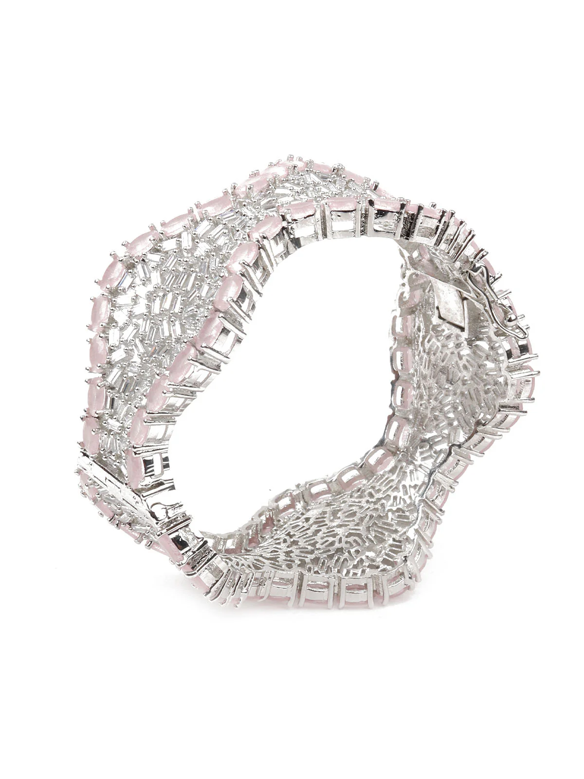Odette Women Silver And Pink Embellished Imitation Bracelet - Image 4