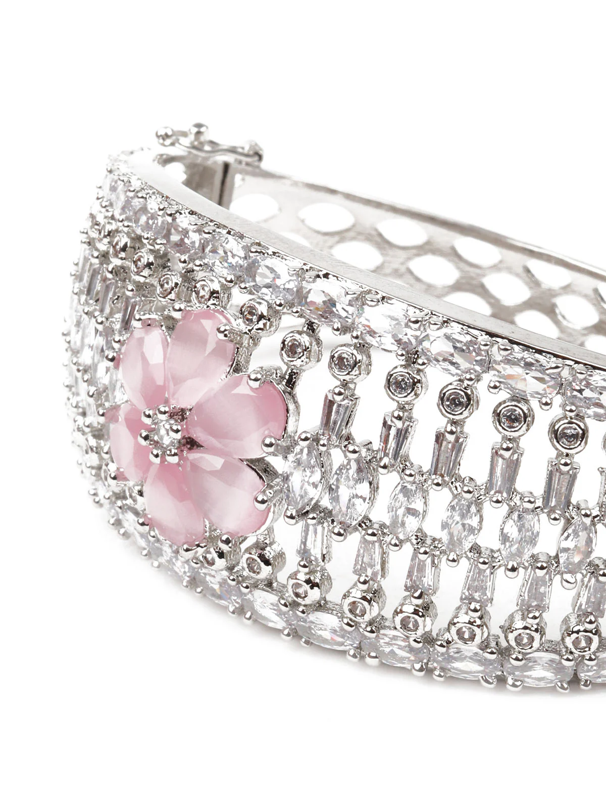 Odette Women Silver And Pink Imitation Embellished Bracelet - Image 5