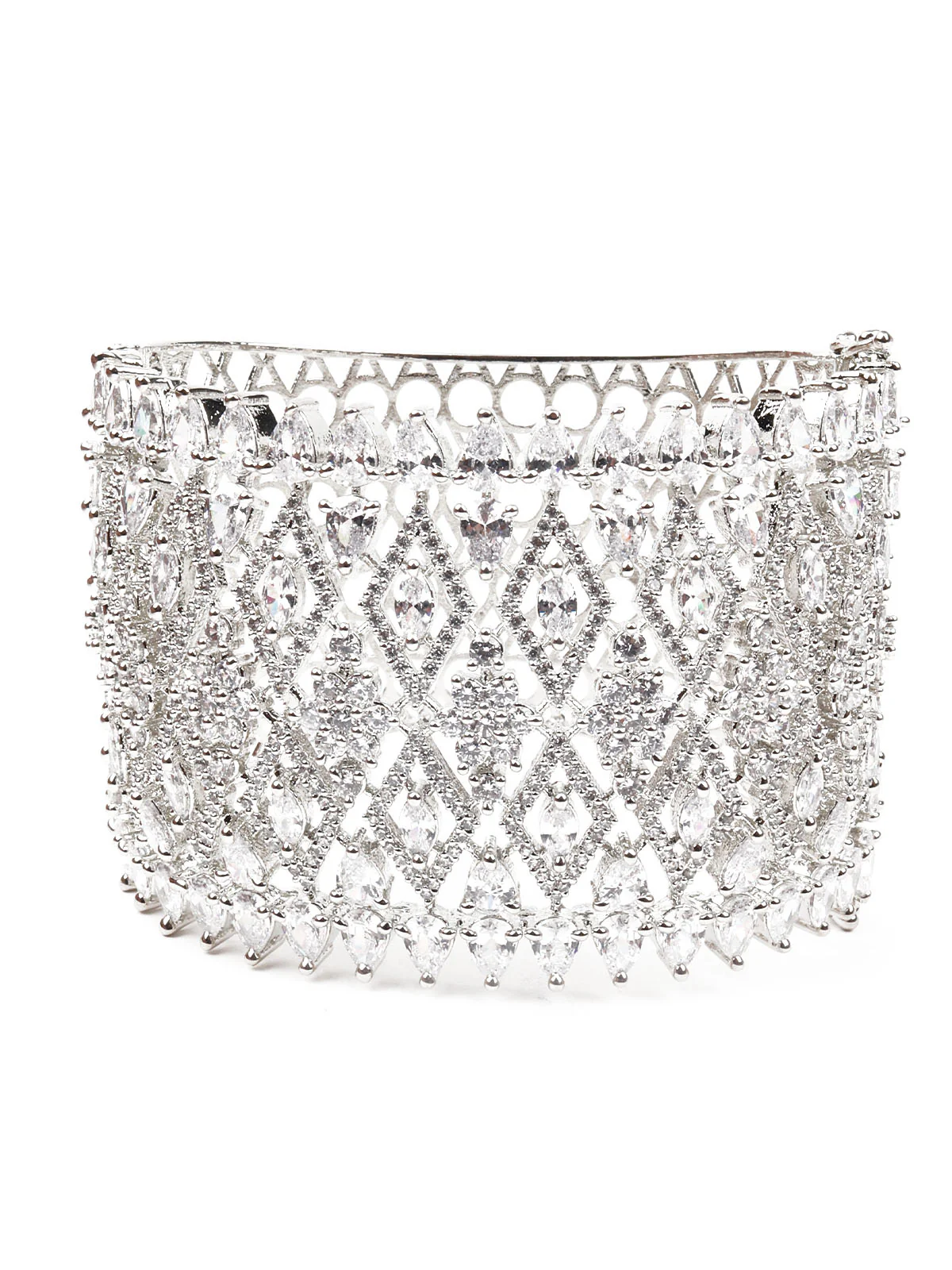 Odette Women Silver Broad Imitation Cuff Bracelet - Image 3