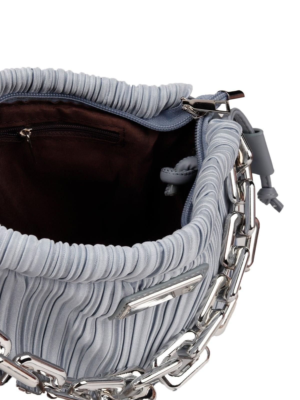 Odette Women Silver Metal Chain Hand Bag - Image 7