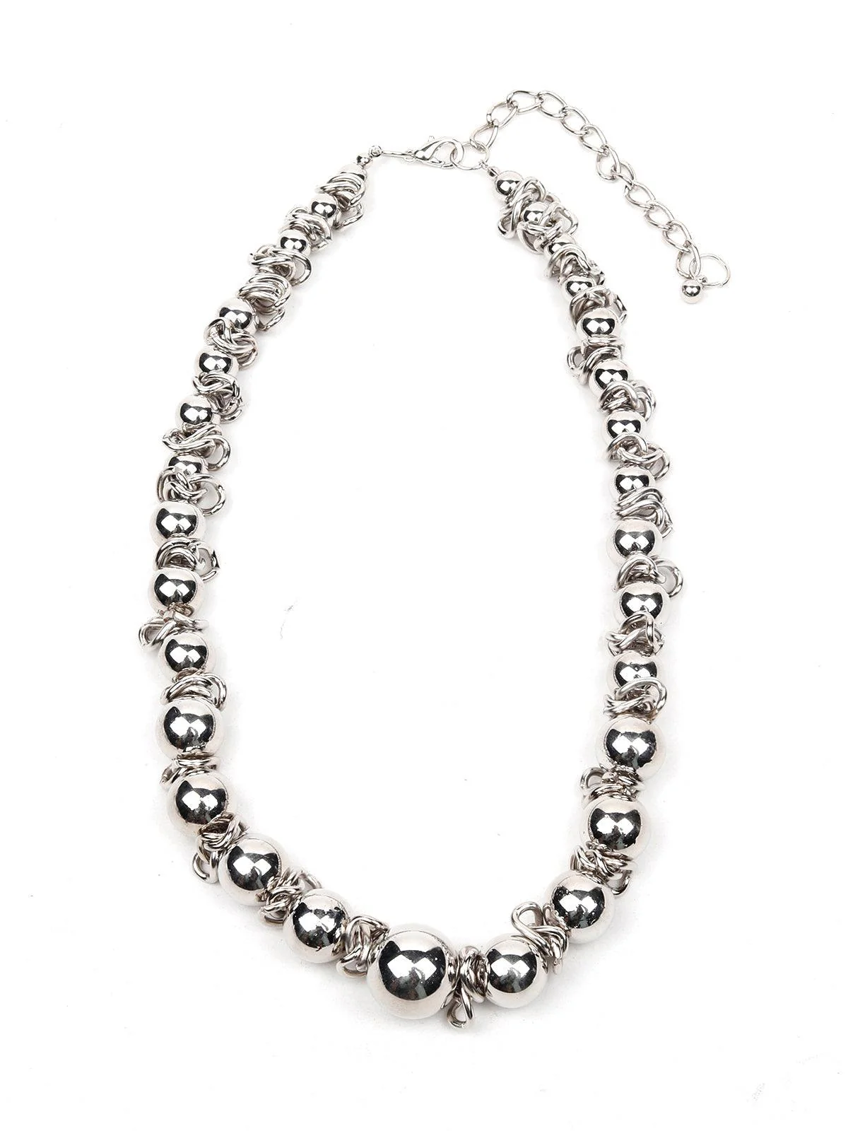 Odette Women Silver Classic Rounded Metal Necklace - Image 3