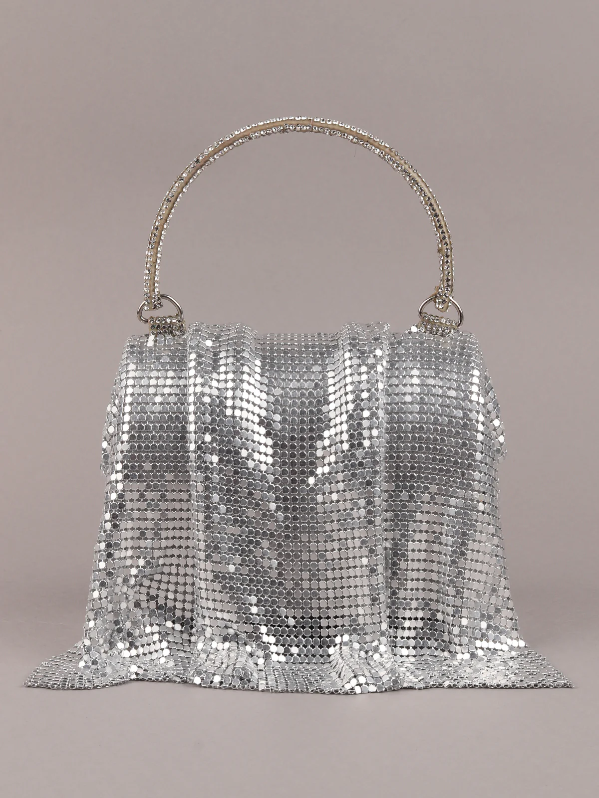 Odette Women Silver Metal Embellished Clutch - Image 3