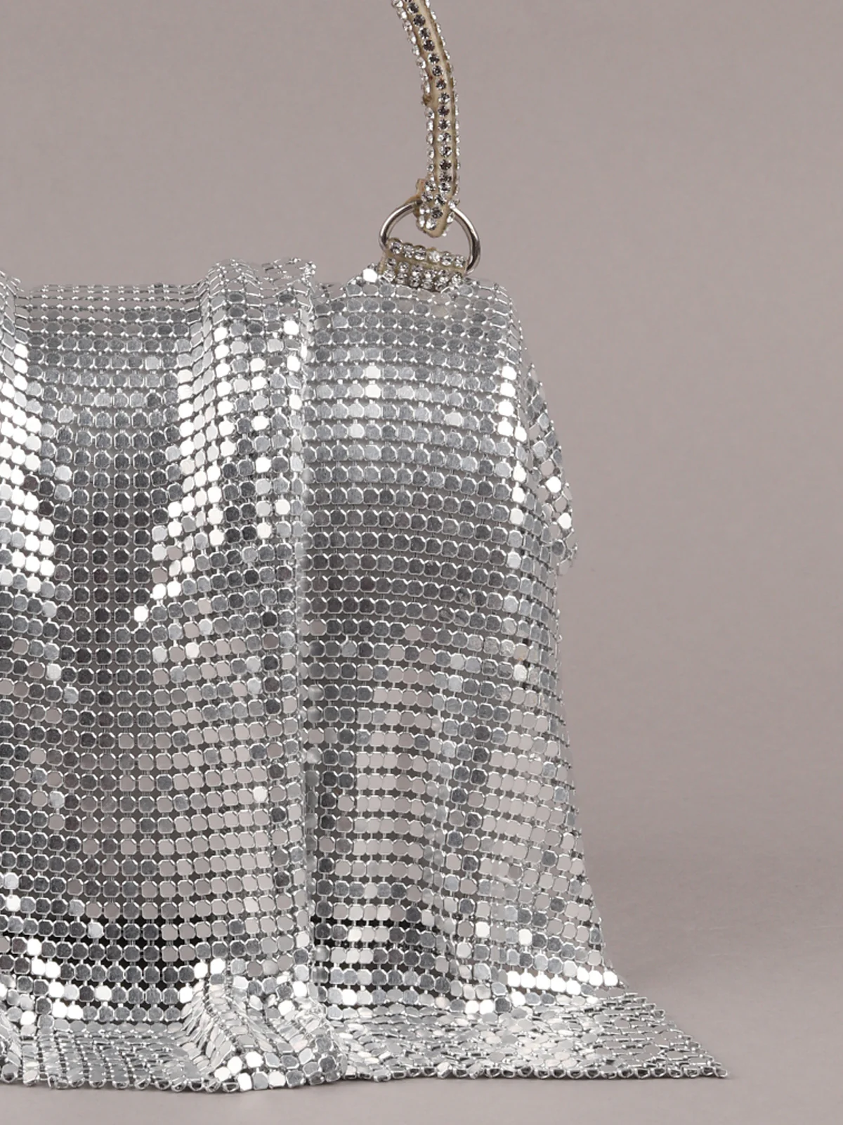 Odette Women Silver Metal Embellished Clutch - Image 6