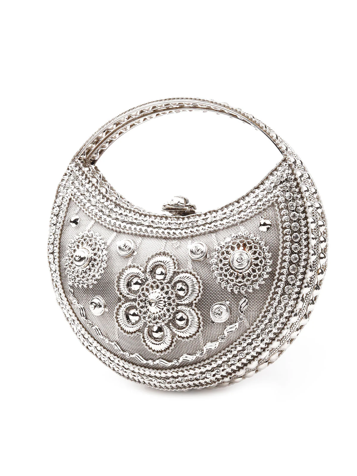 Odette Women Silver Metallic Clutch Bag - Image 4