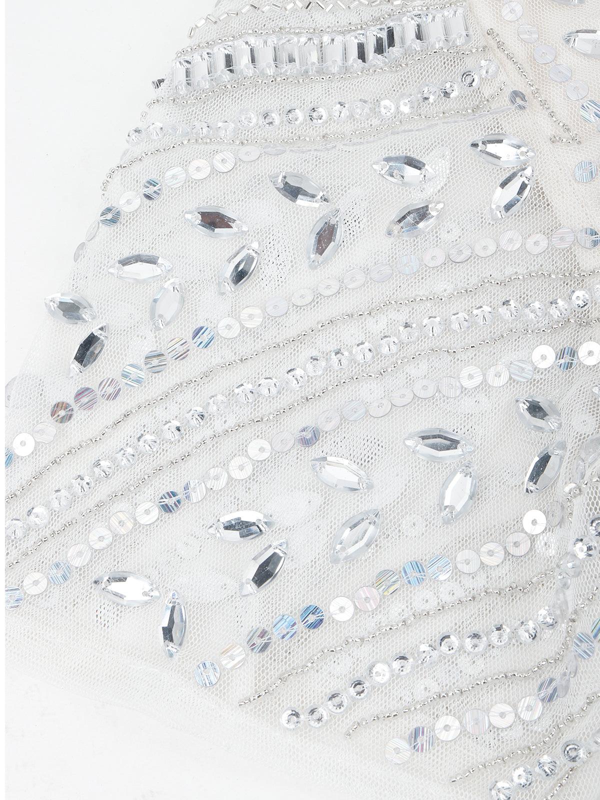 Odette Women Silver Party Stitched Dress - Image 7