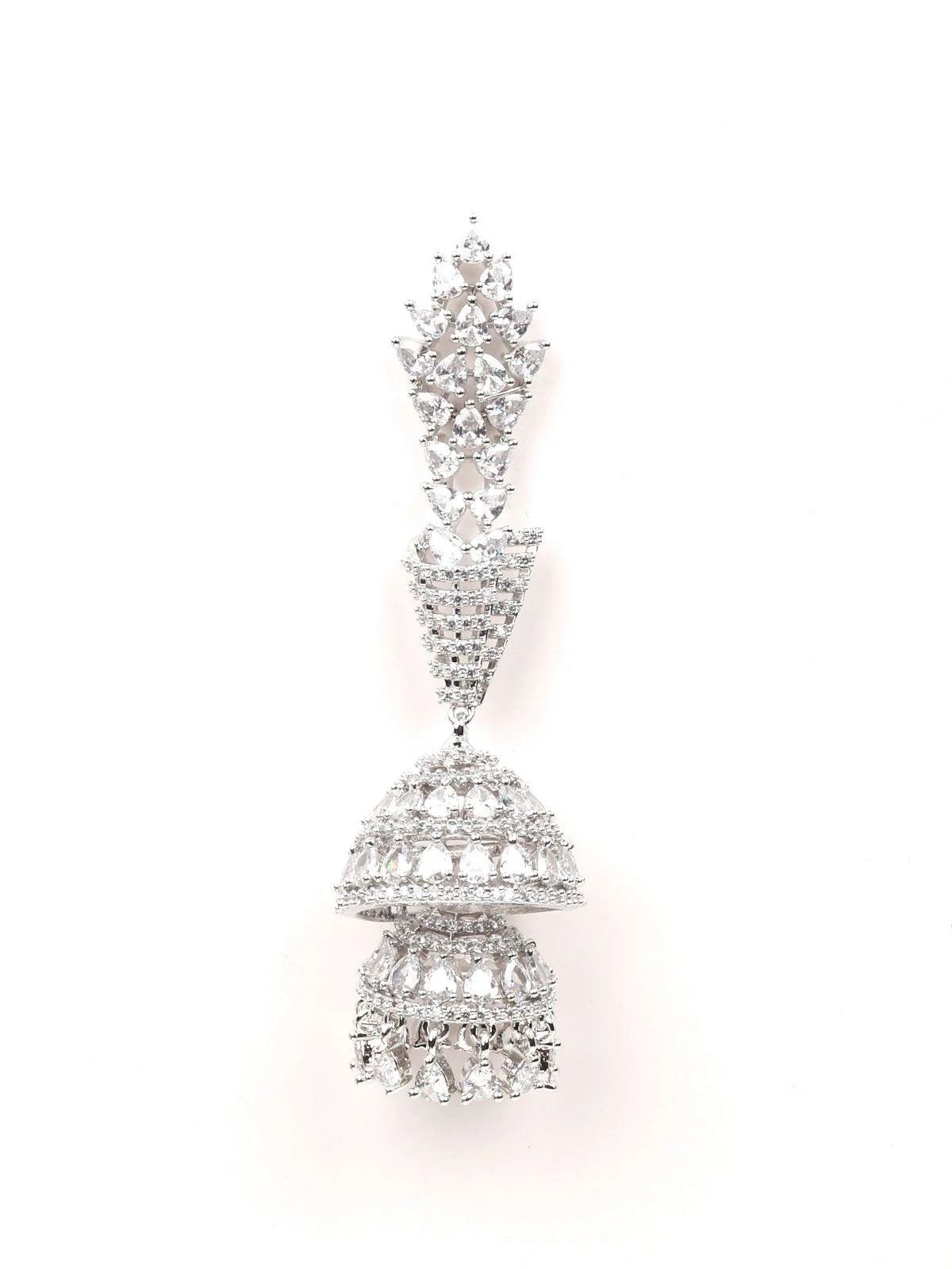 Odette Women Silver Metal Jhumka Earrings - Image 4
