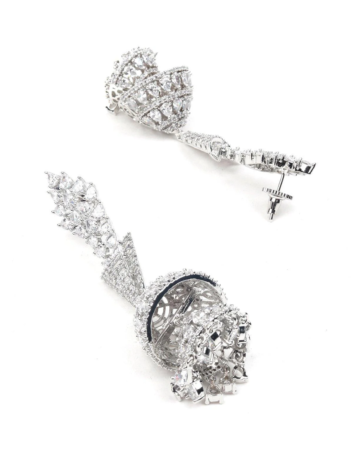 Odette Women Silver Metal Jhumka Earrings - Image 5