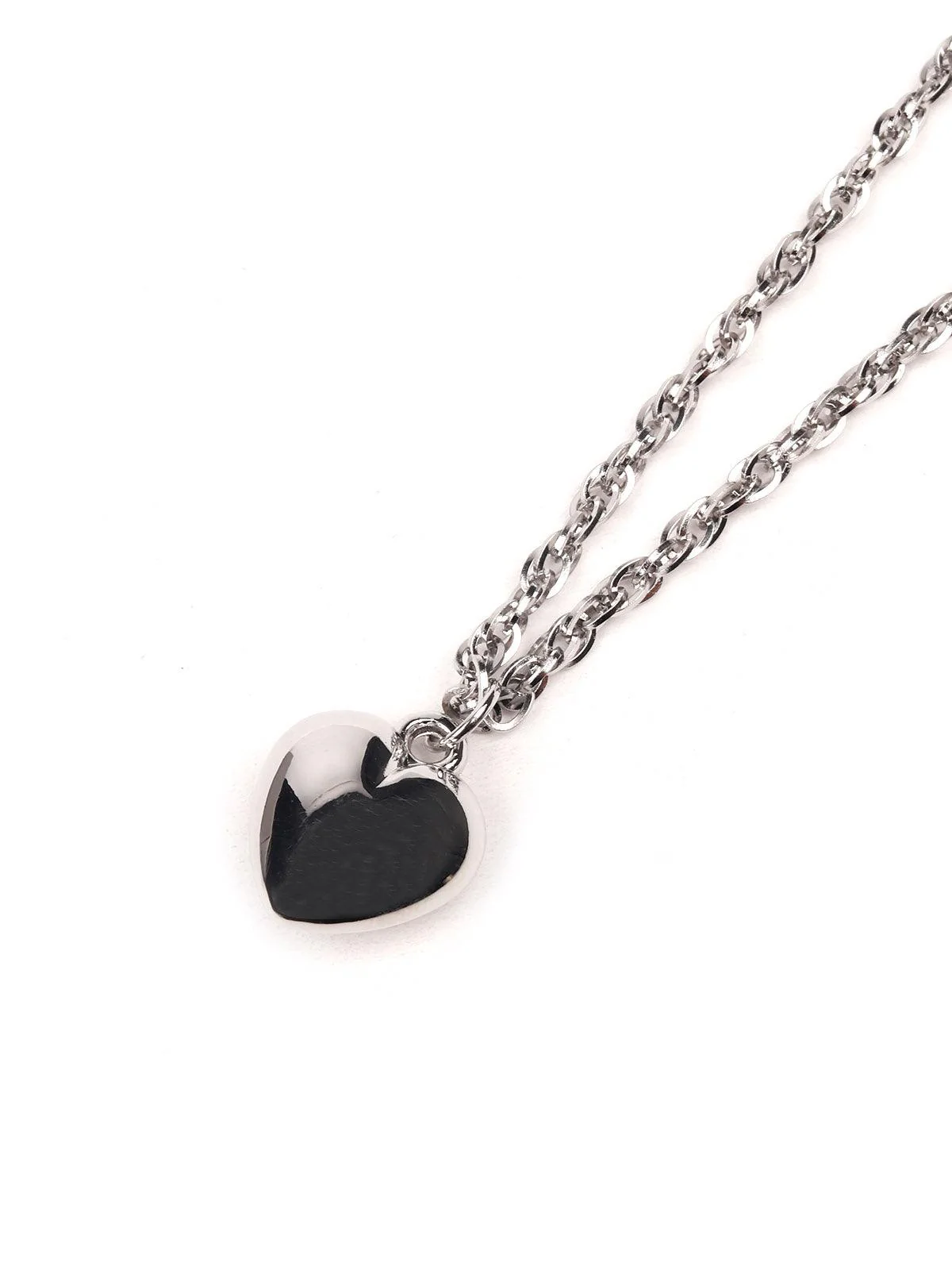 Odette Women Silver-Tone Heart Pendant Necklace - Image 4