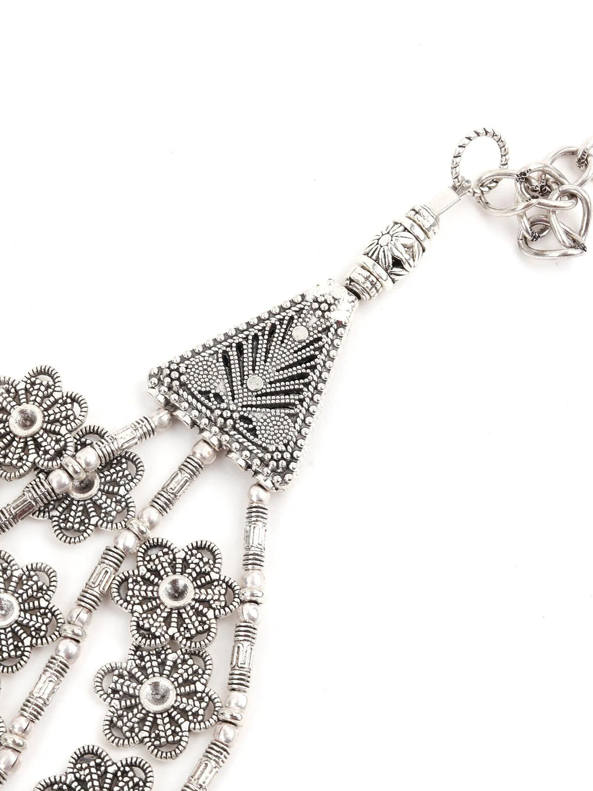 Odette Women Silver Tone Layered Floral Necklace - Image 5