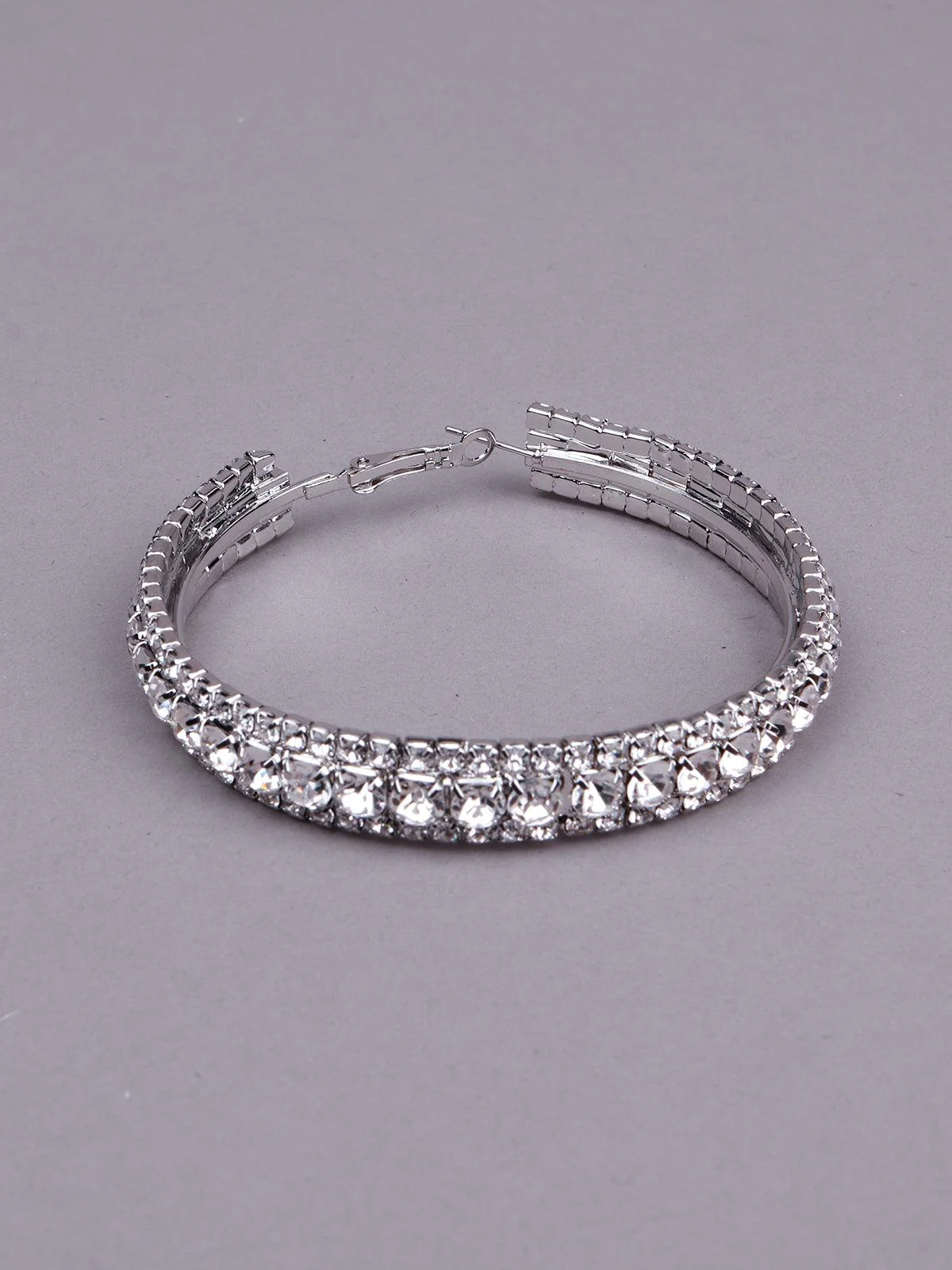 Odette Women Silver Tone Metal Hoop Earrings - Image 4