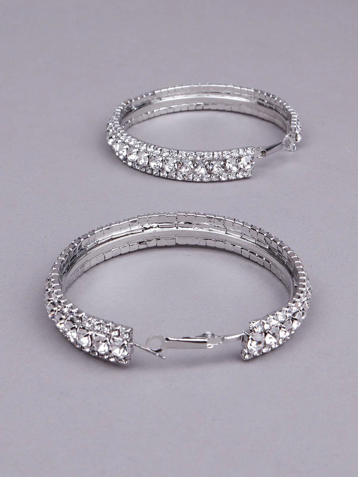 Odette Women Silver Tone Metal Hoop Earrings - Image 6