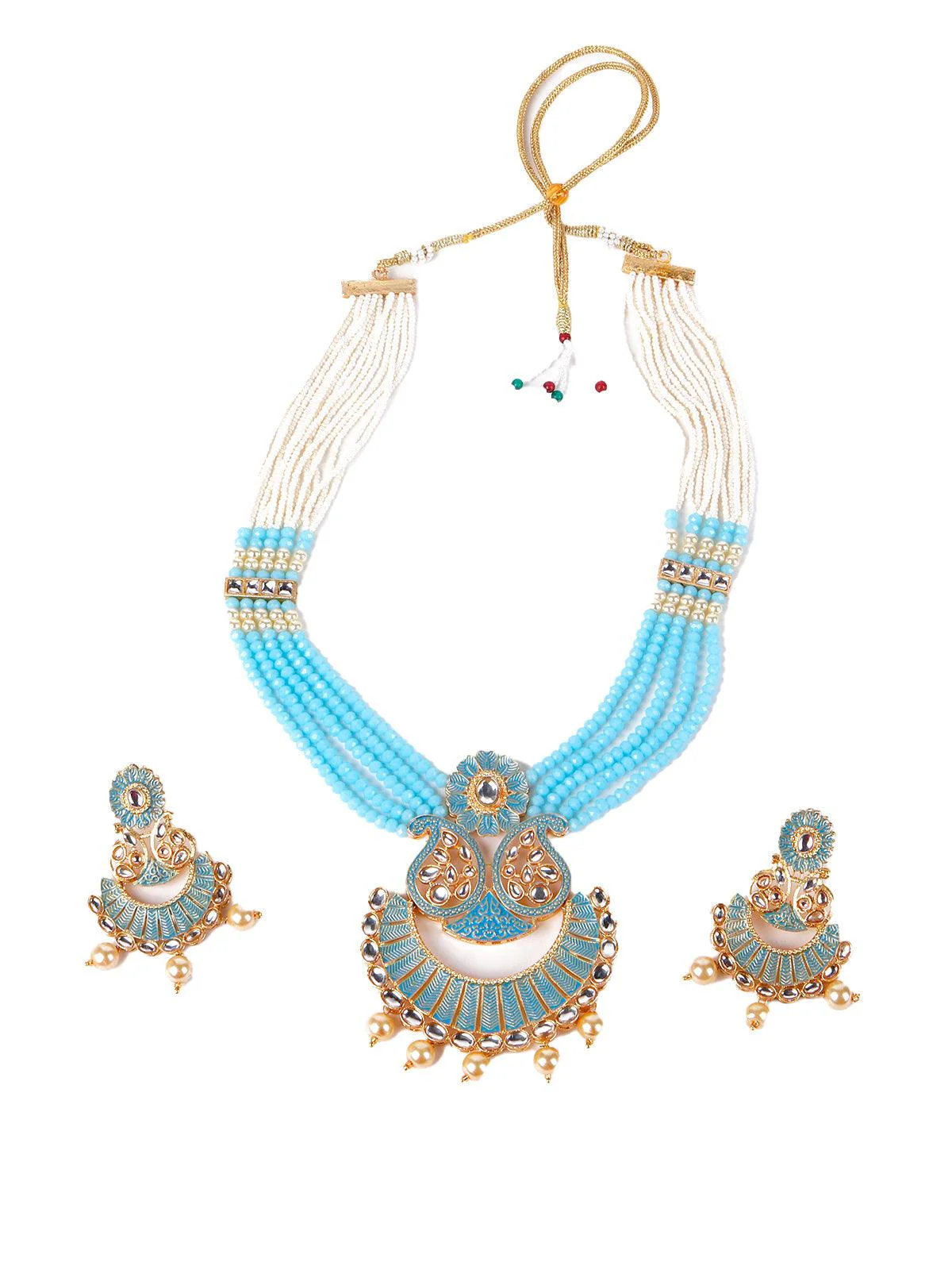 Odette Sky Blue Gorgeous Pendant Necklace Set For Women - Image 3