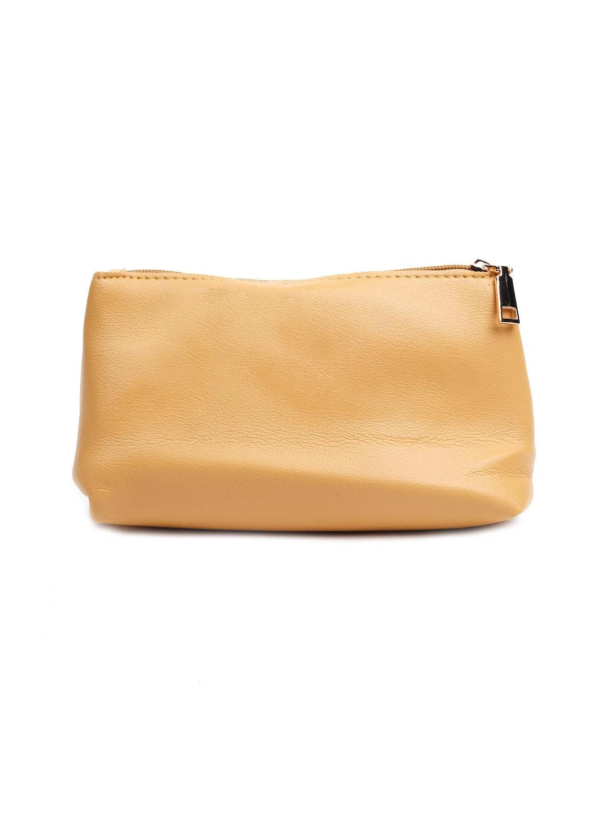 Odette Women Solid Beige Scrunchy Handbag - Image 5