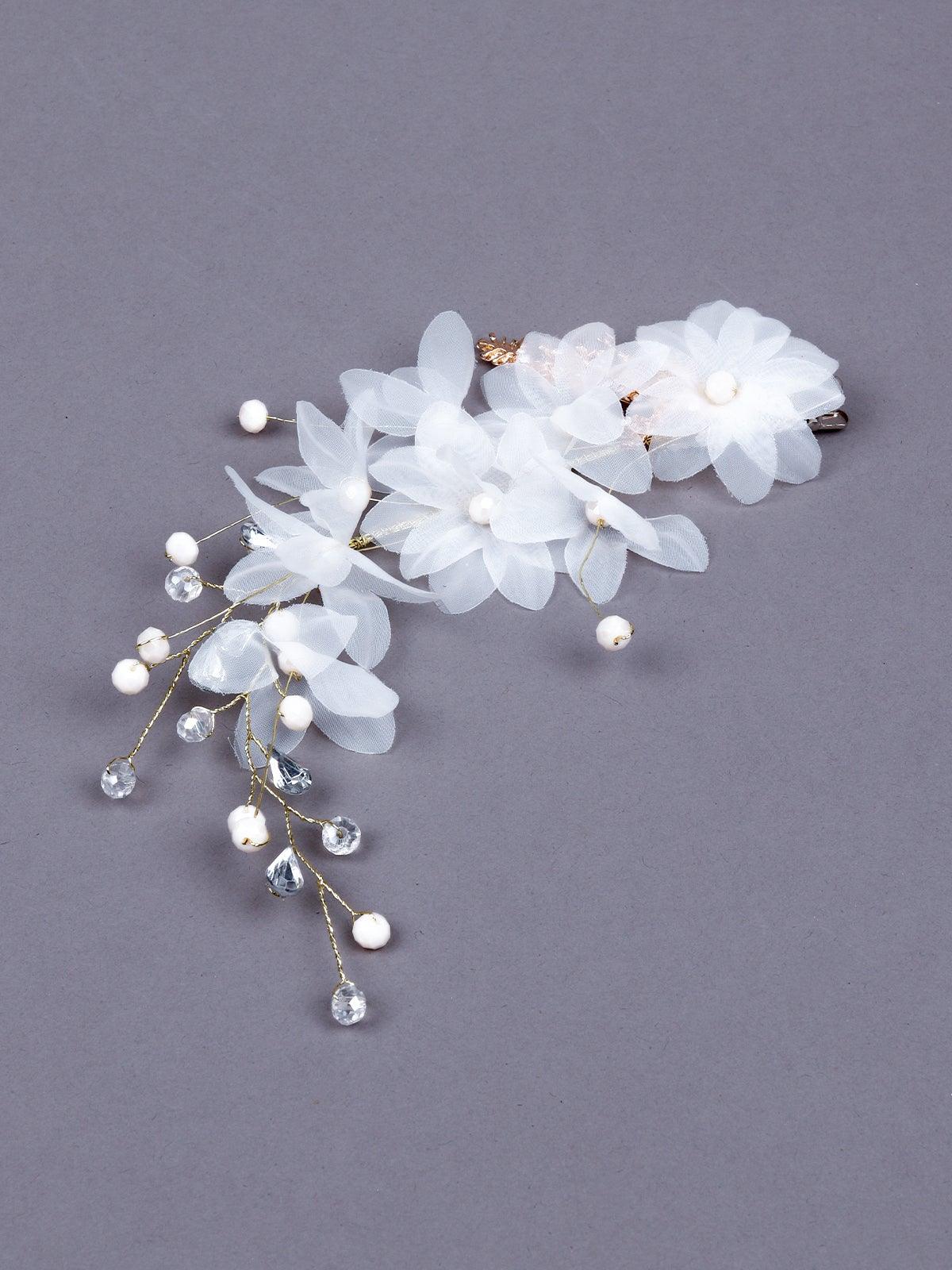 Odette Women White Fabric Brooch - Image 3