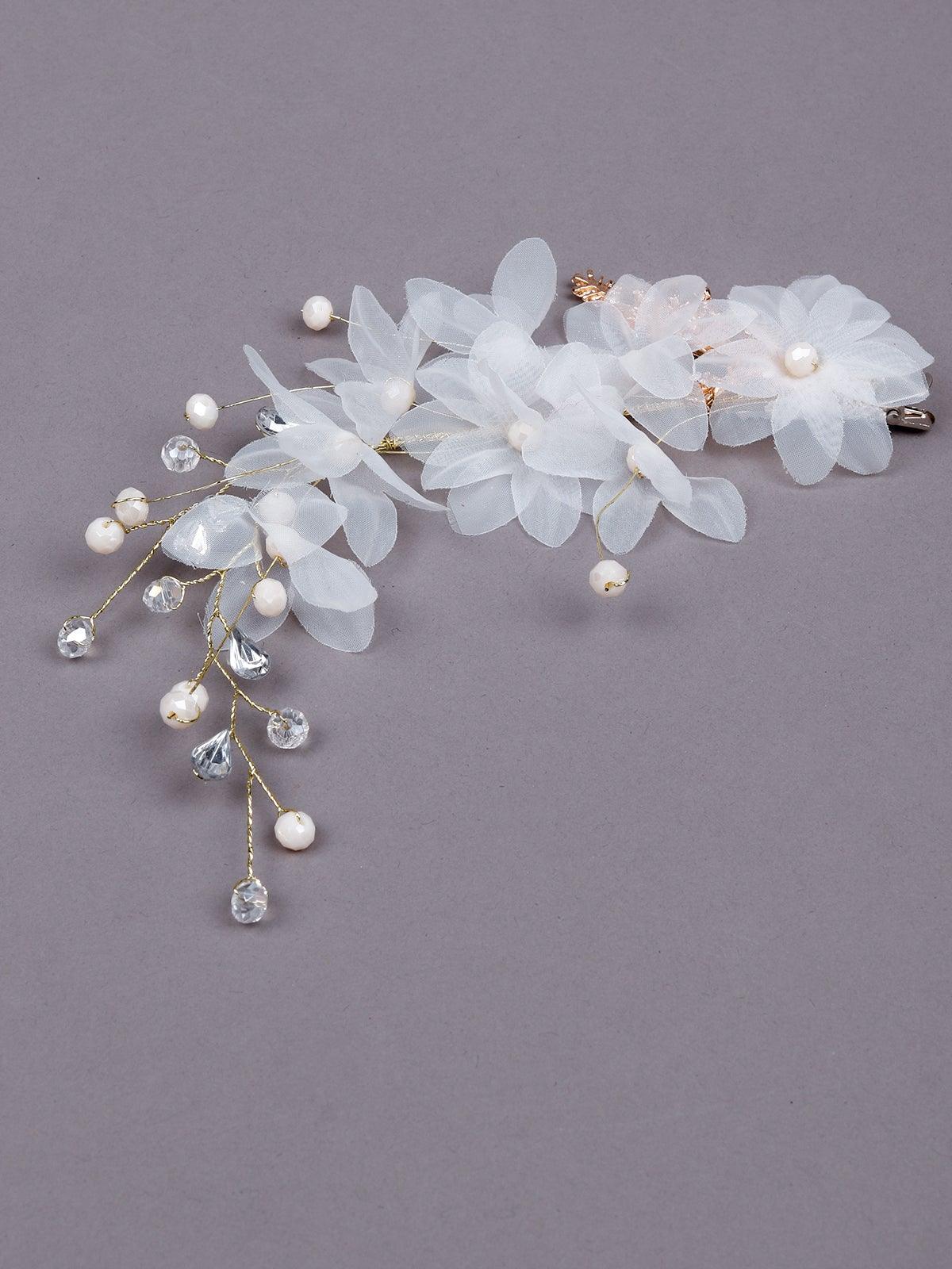 Odette Women White Fabric Brooch - Image 4