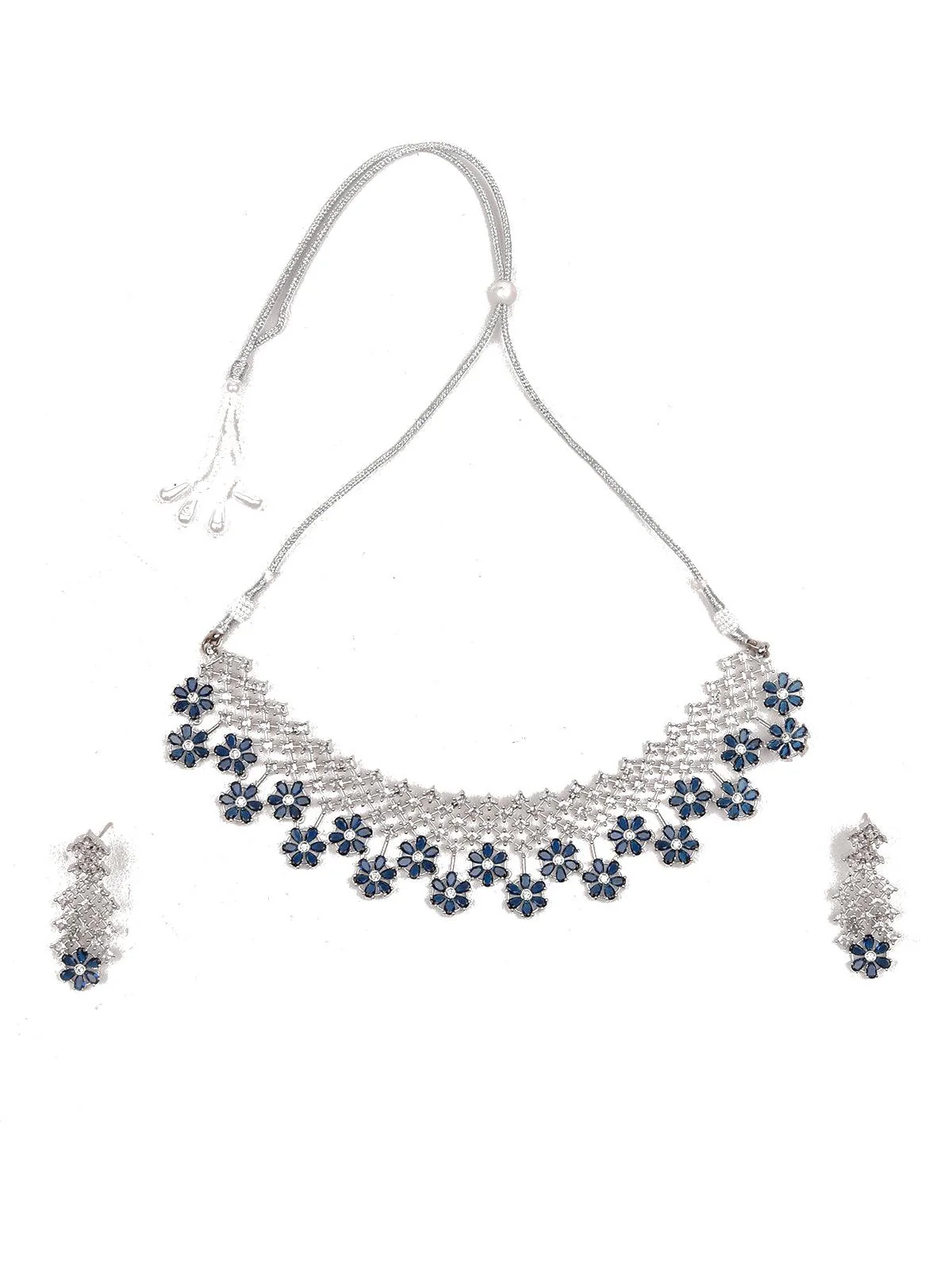 Odette Women Sparkling Navy Blue And White Stone Choker - Image 3