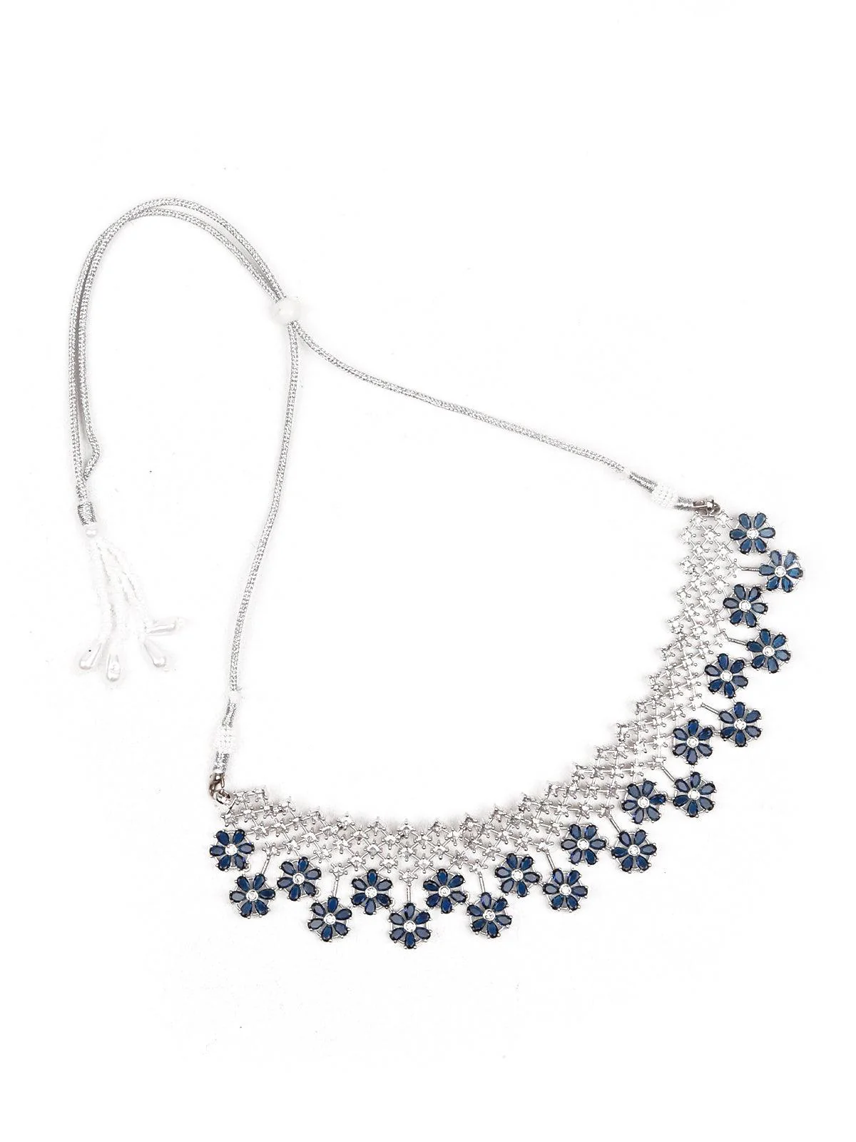 Odette Women Sparkling Navy Blue And White Stone Choker - Image 4