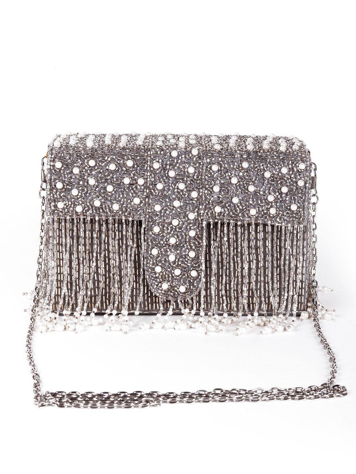 Odette Women Silver Metal Sling Bag - Image 3