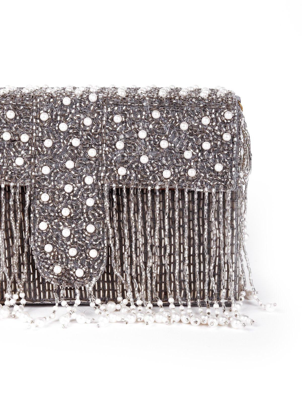 Odette Women Silver Metal Sling Bag - Image 5