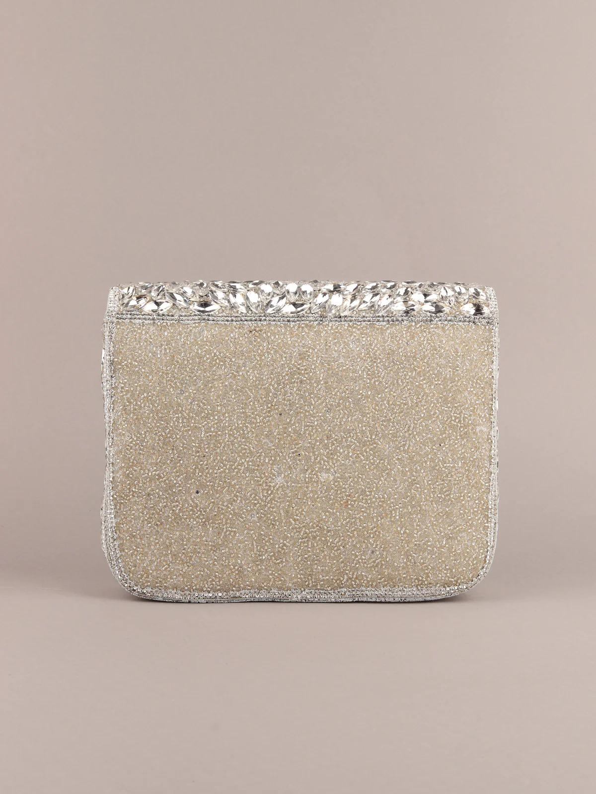 Odette Women Sparkly Silver Embellished Clutch Bag - Image 5