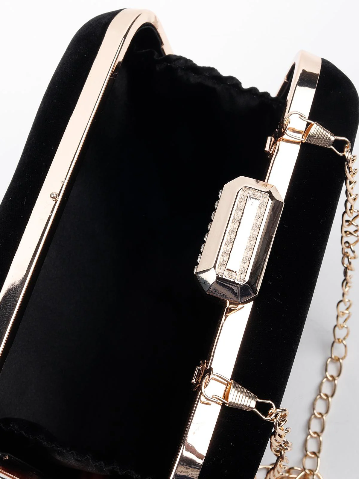 Odette Black Suede Clutches For Women - Image 6