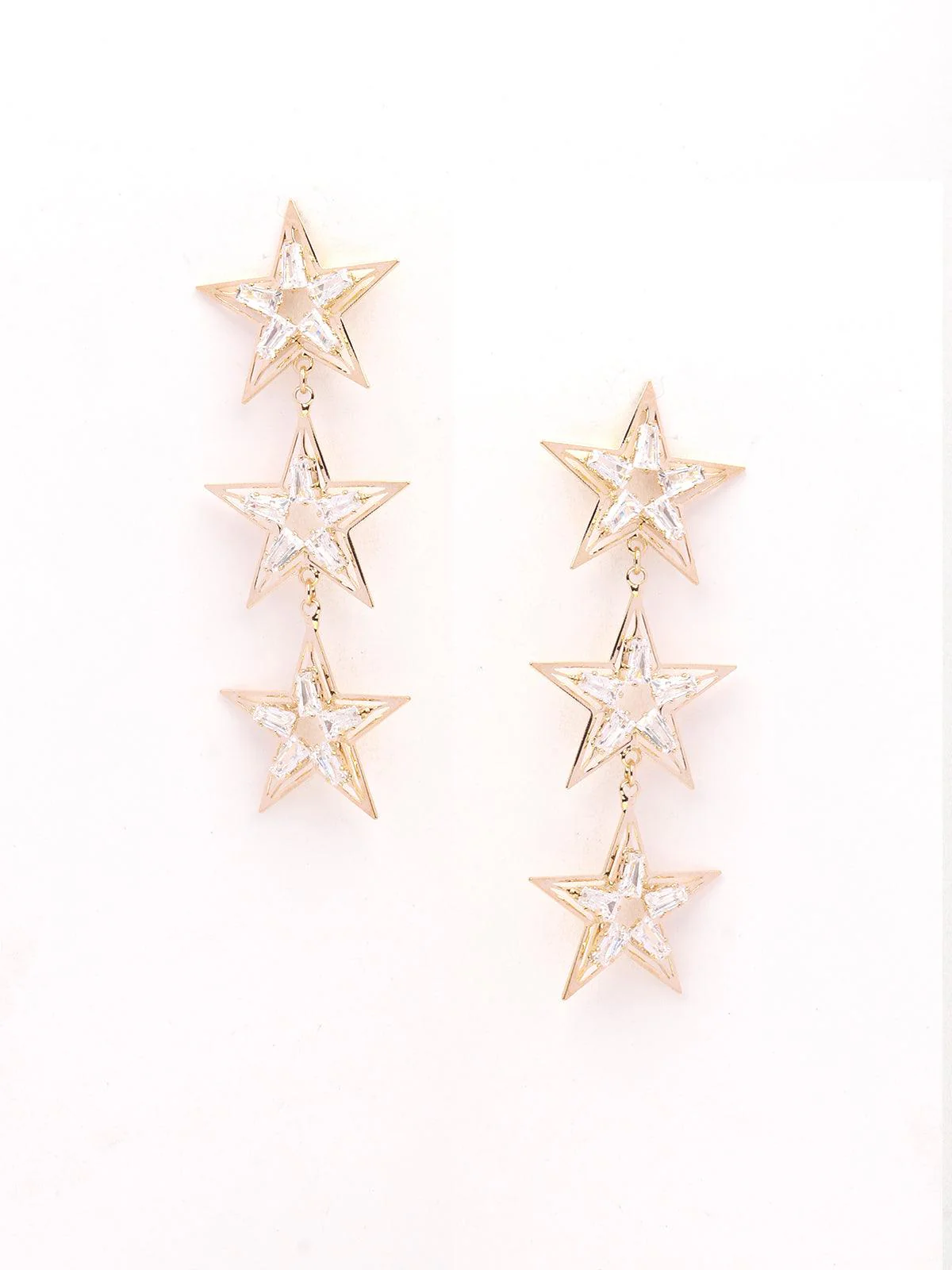 Odette Women Star Shape Gold Tone Dangle Earrings - Image 3