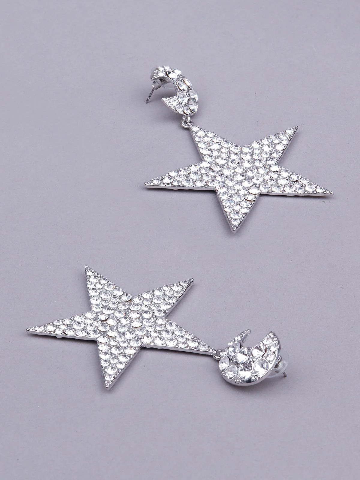 Odette Women Silver Diamante Metal Studded Earrings - Image 5