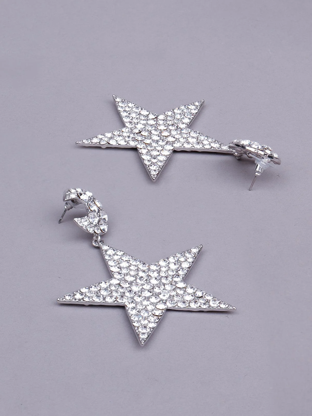 Odette Women Silver Diamante Metal Studded Earrings - Image 6