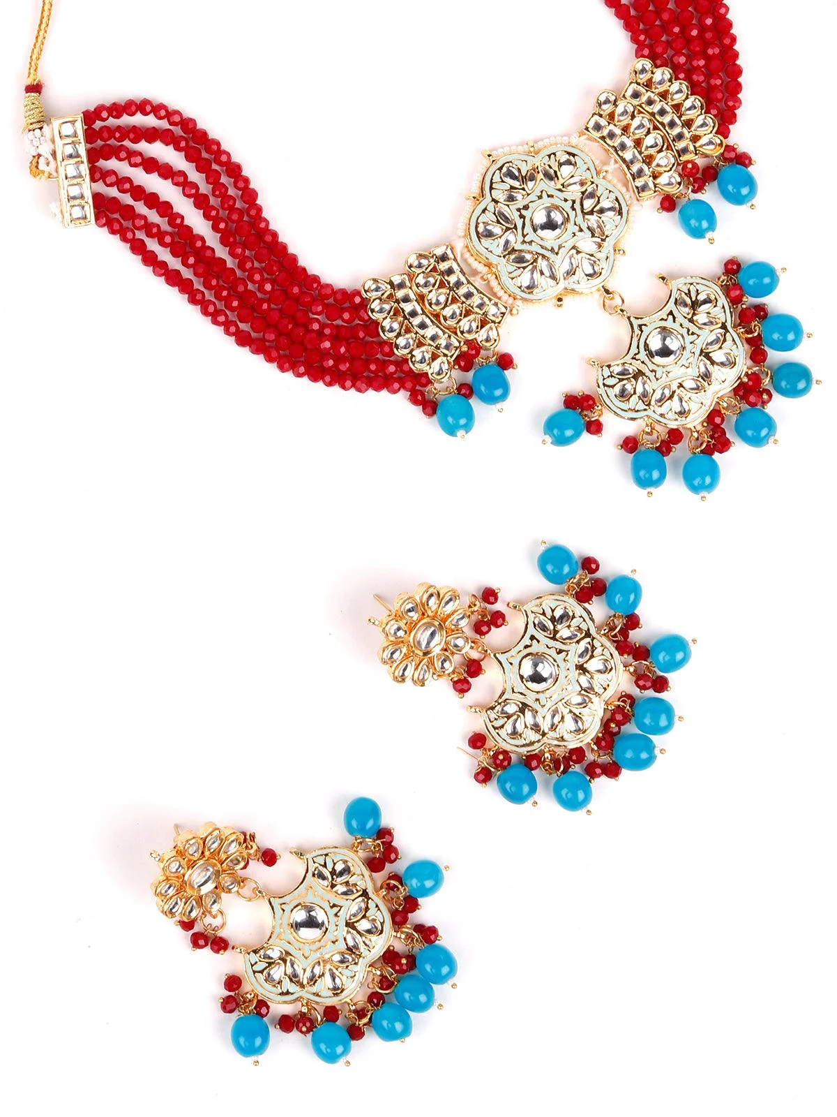 Odette Women Statement Maroon Beads Choker Set - Image 4