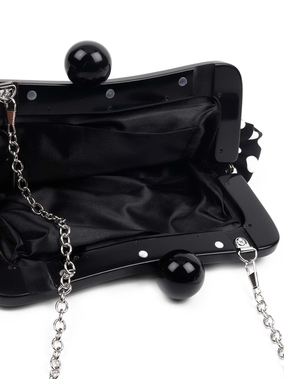 Odette Women Statement Printed Black Convertible Clutch - Image 7