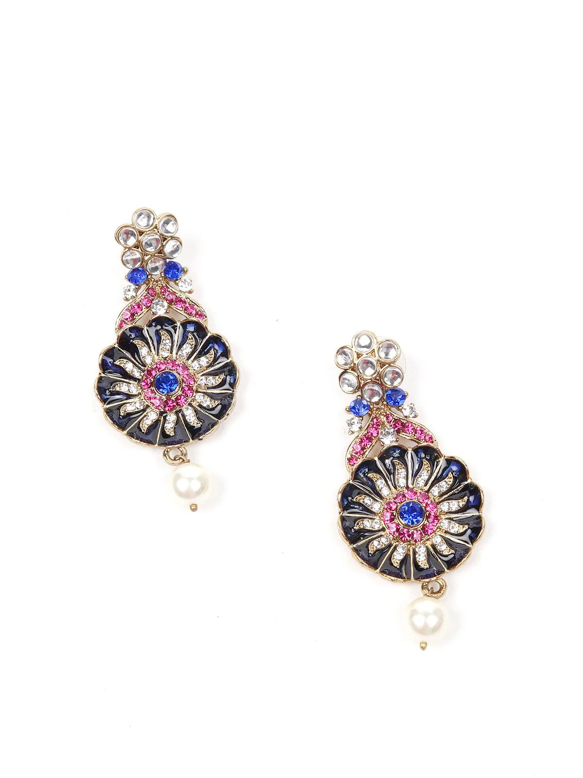 Odette Women Rusty Brown Stone And Kundan Set - Image 6
