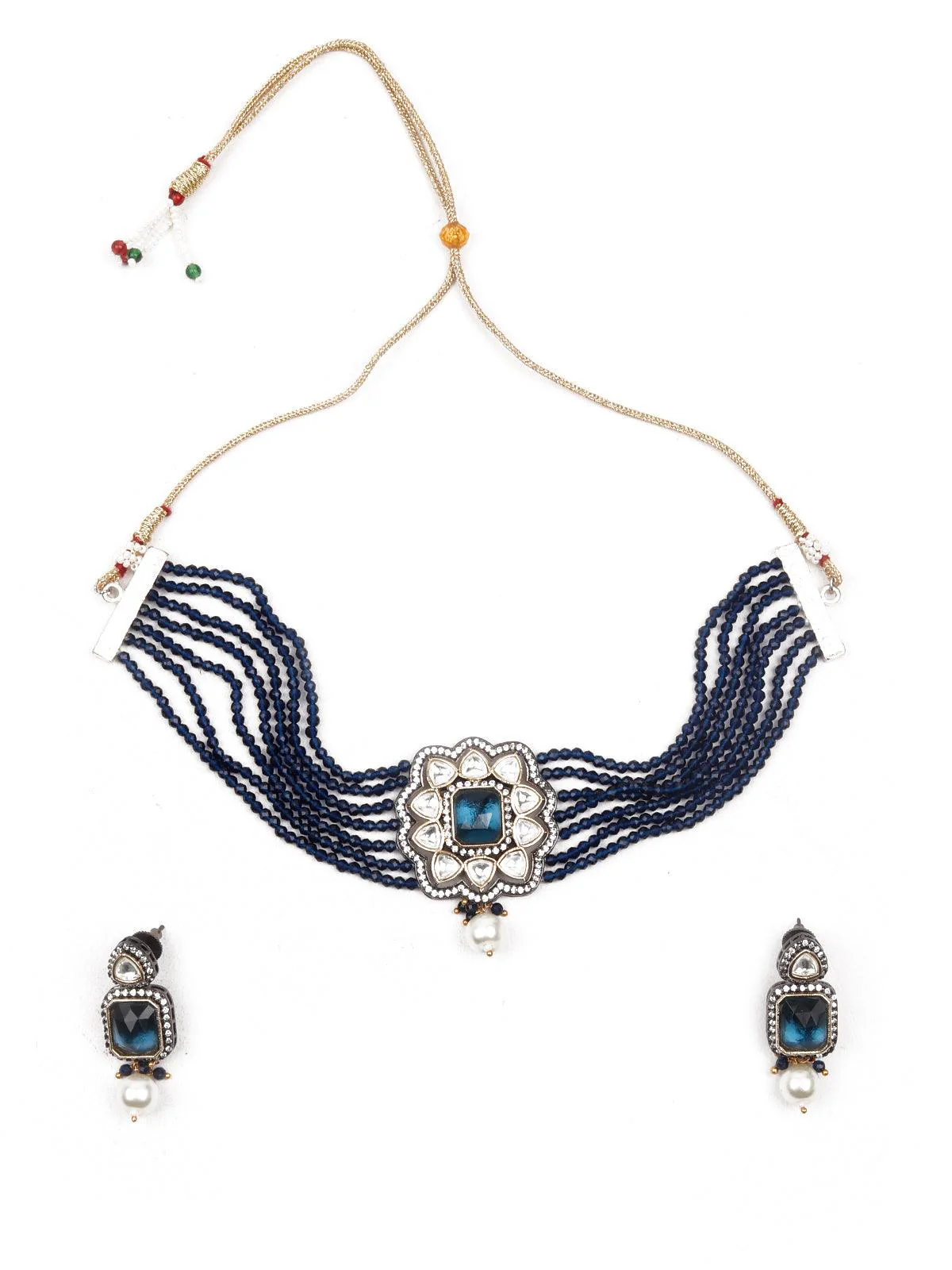 Odette Women Striking Navy Blue Choker - Image 3