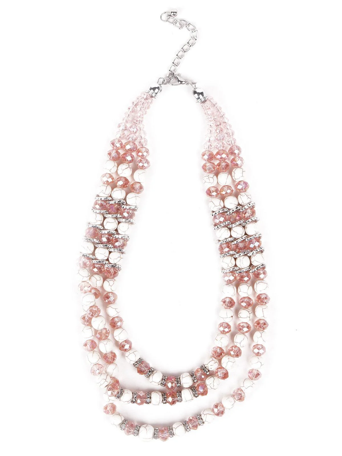 Odette Women Peach Layered Metal Necklace - Image 3