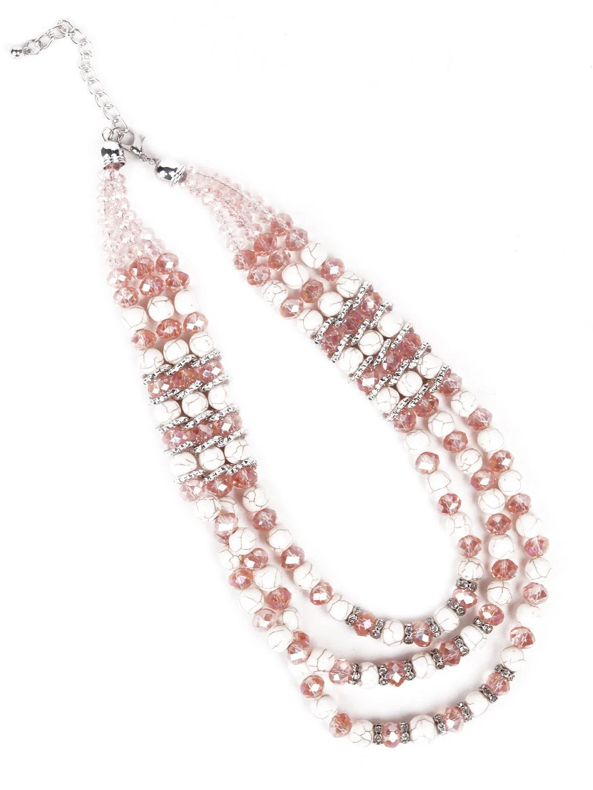Odette Women Peach Layered Metal Necklace - Image 4