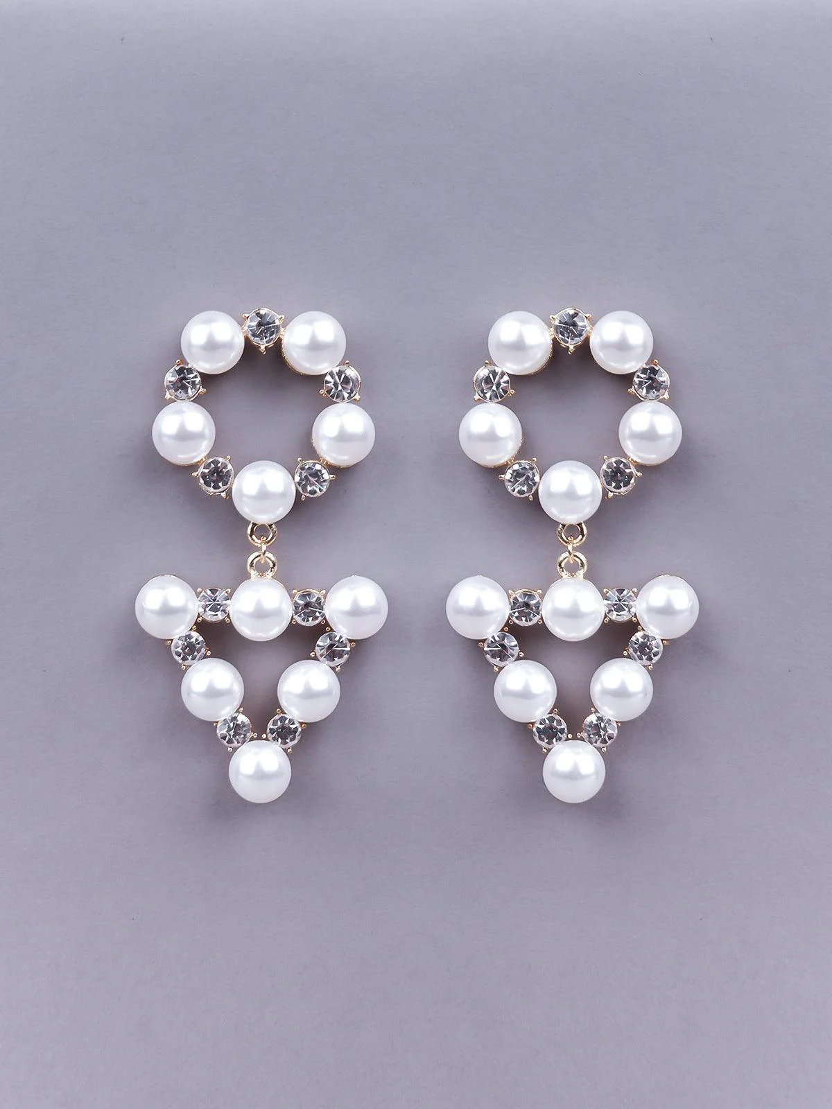 Odette Women White Stunning Pearlmetal Statement Earrings - Image 3
