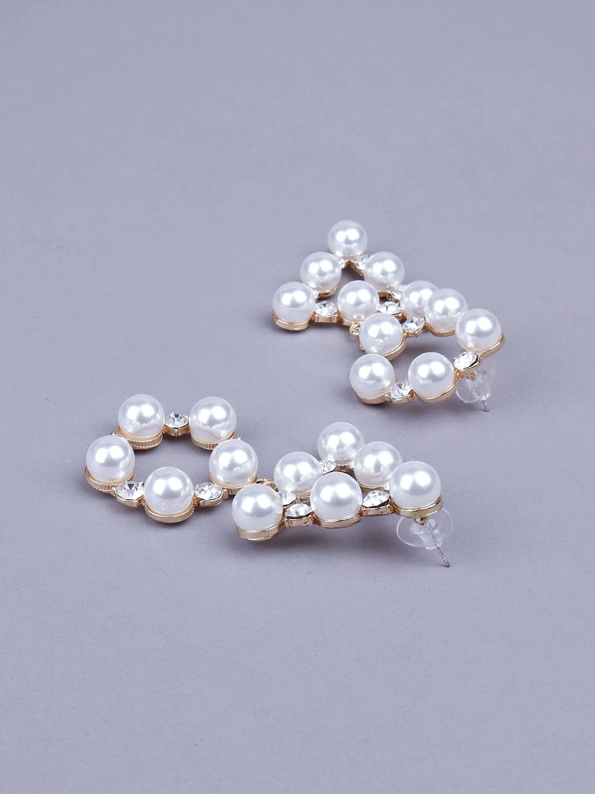 Odette Women White Stunning Pearlmetal Statement Earrings - Image 6