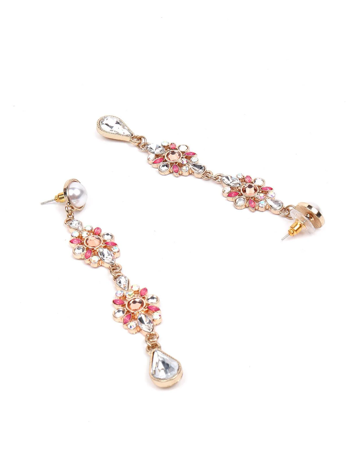 Odette Women Pink Metal Earrings - Image 3