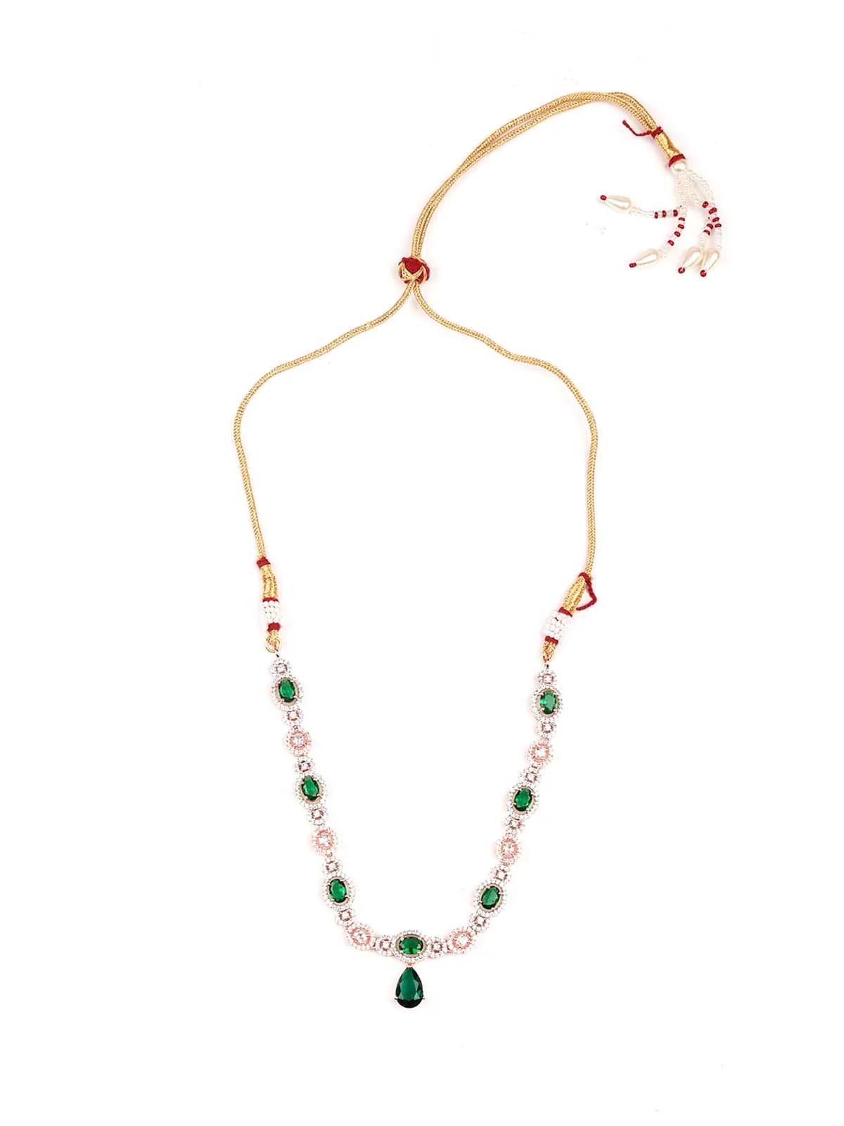 Odette Women Stunning Embellished Green Princess Necklace Set - Image 4