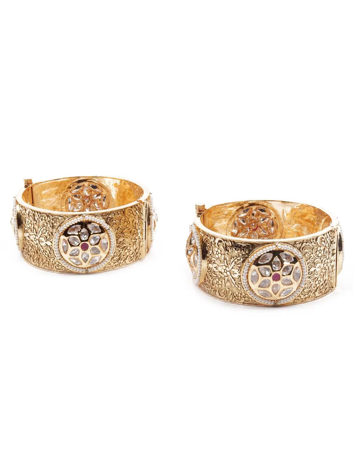 Odette Women Stunning Gold Ethnic Bangle - Image 4
