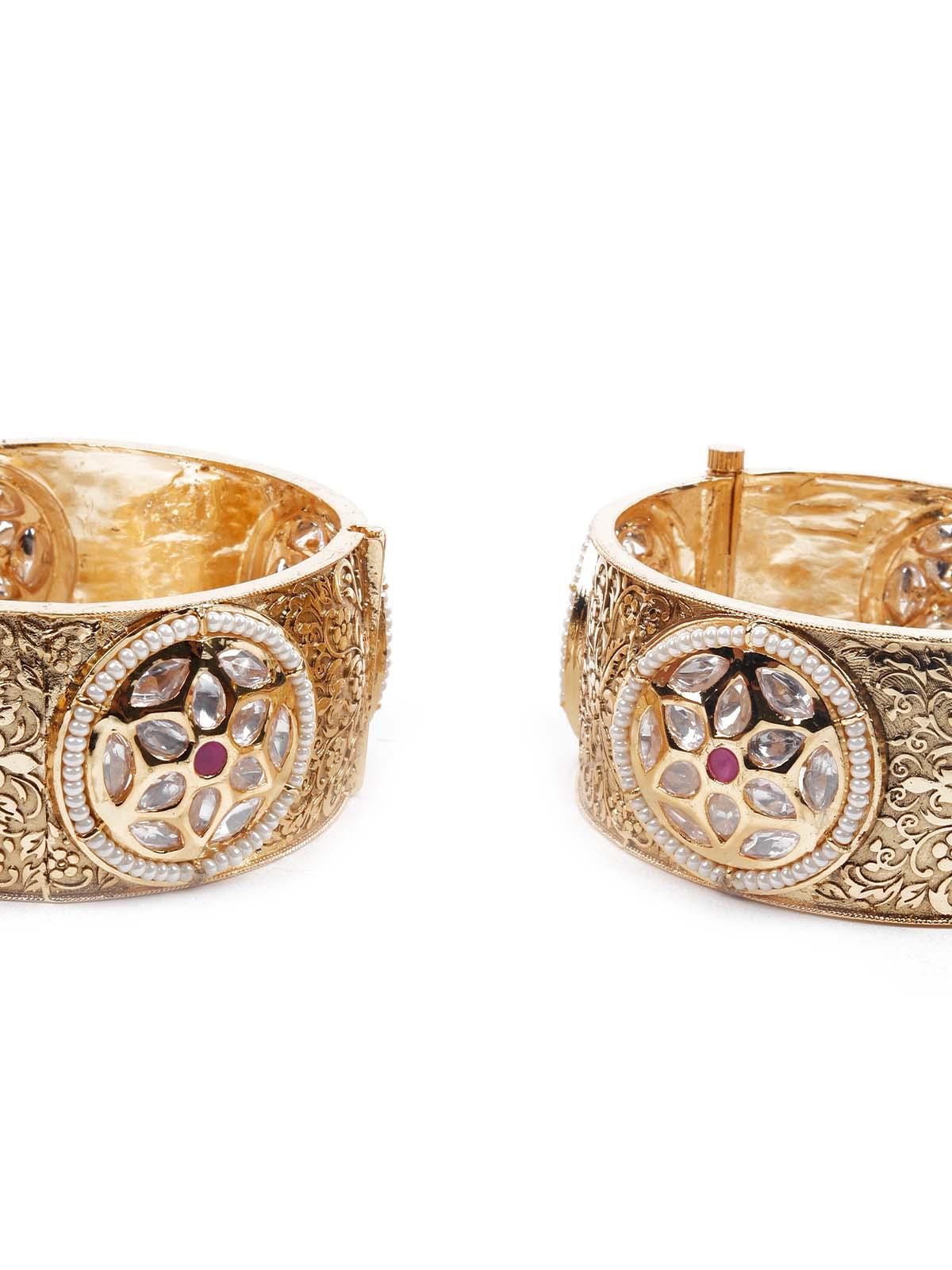 Odette Women Stunning Gold Ethnic Bangle - Image 5