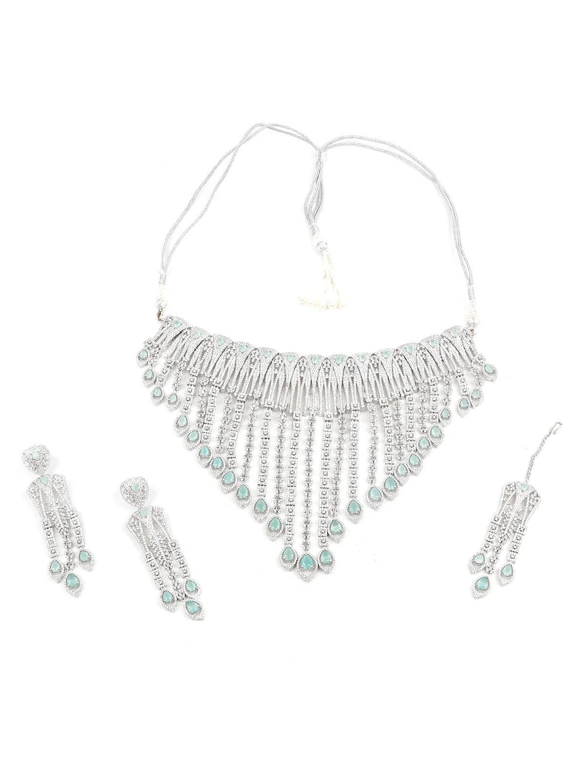 Odette Stunning Silver Choker Necklace Set For Women - Image 3