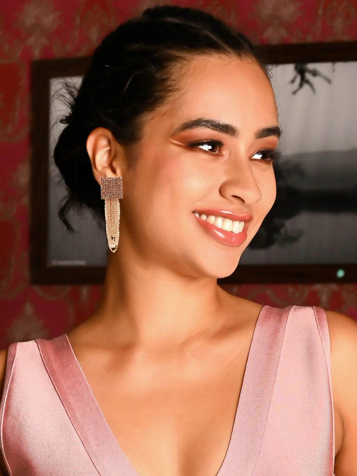 Odette Women Gold Metal Drop Earrings - Image 2