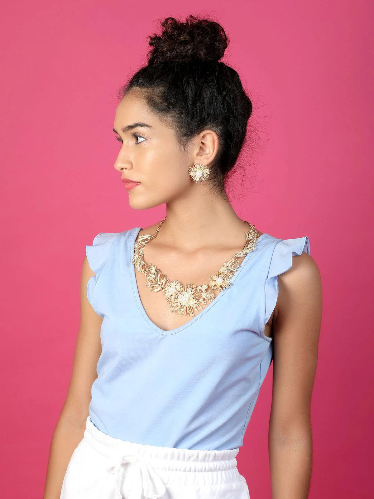 Odette Stunning Gold Tone Sparkly Necklace Set For Women - Image 2