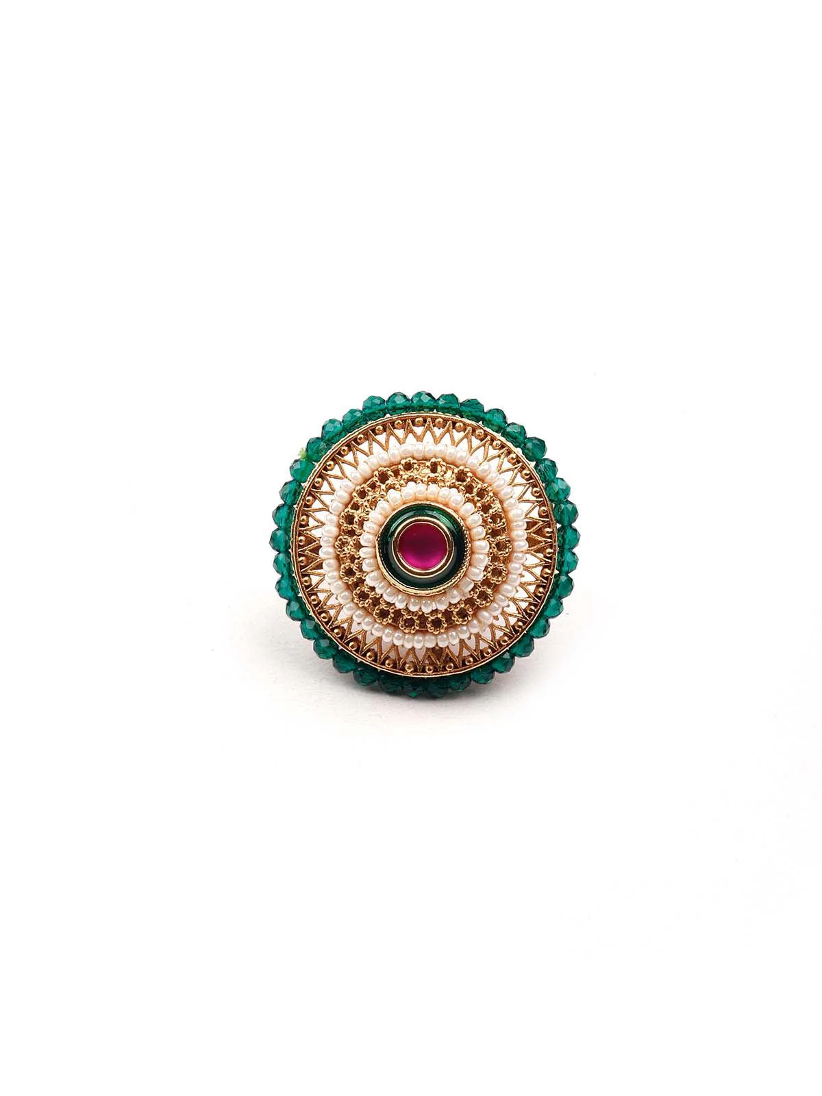 Odette Women Stunning Green Embellished Ring - Image 3