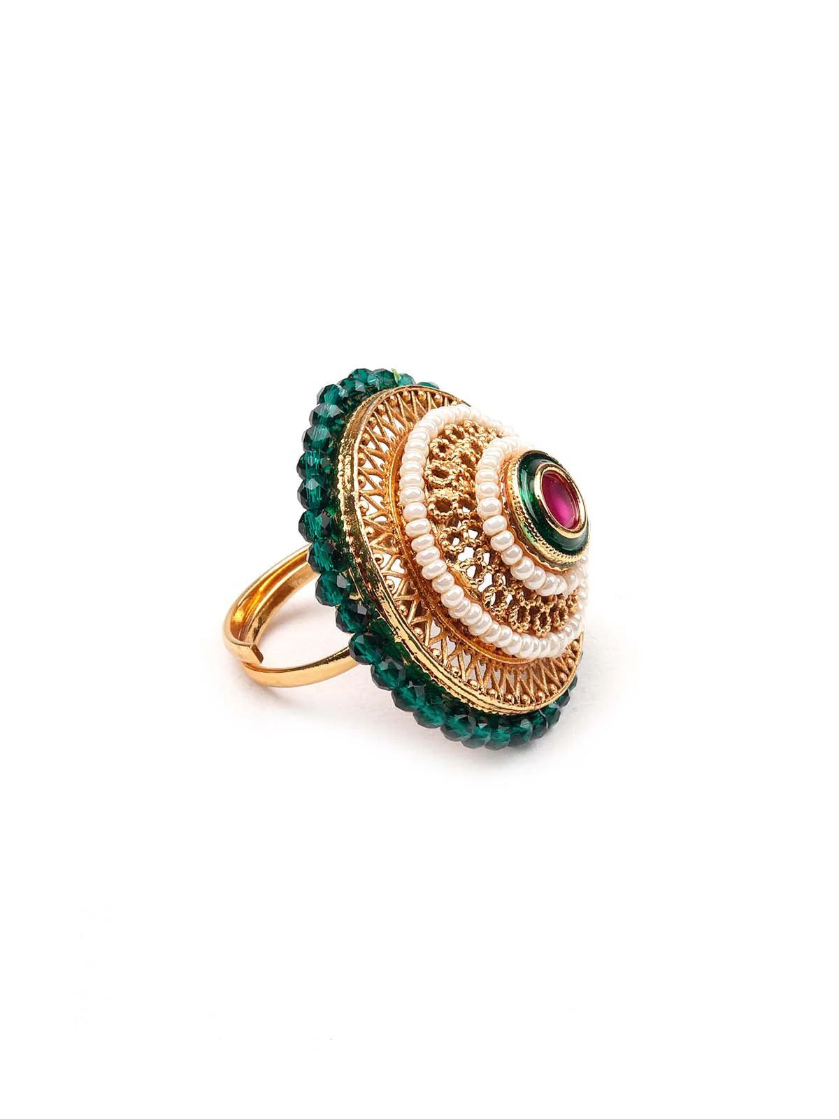 Odette Women Stunning Green Embellished Ring - Image 5
