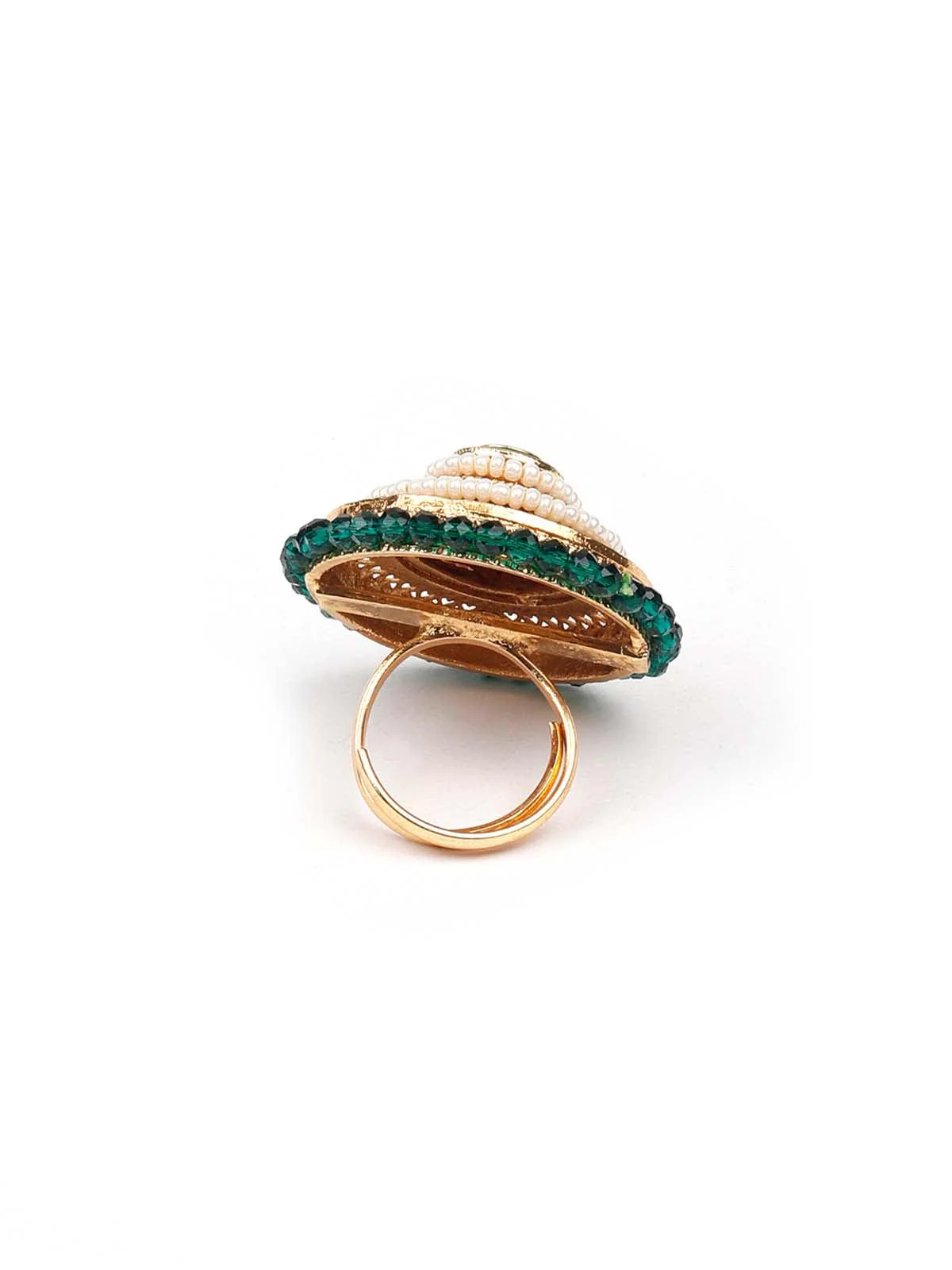 Odette Women Stunning Green Embellished Ring - Image 6